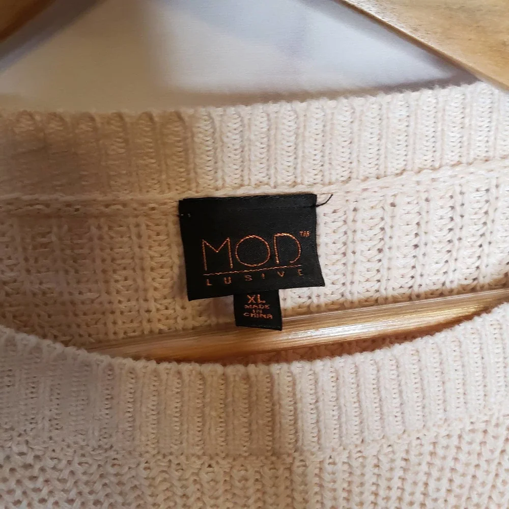 MOD Lusive off white chunky knit balloon sleeves pullover sweater XL
